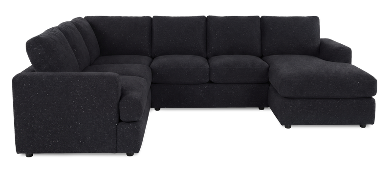 Sofa sectionnel de droite 3 pièces avec fauteuil long personnalisable Curve de Sofa Lab fabriqué au Canada en tissu - Teddy Raven