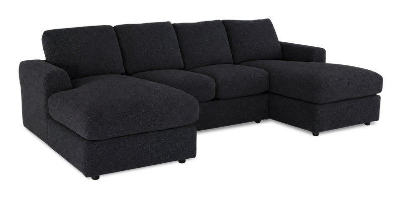 Sofa sectionnel avec deux fauteuils longs personnalisable Curve de Sofa Lab fabriqué au Canada en tissu - Teddy Raven