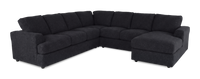 Sofa sectionnel de droite 4 pièces avec fauteuil long personnalisable Curve de Sofa Lab fabriqué au Canada en tissu - Teddy Raven