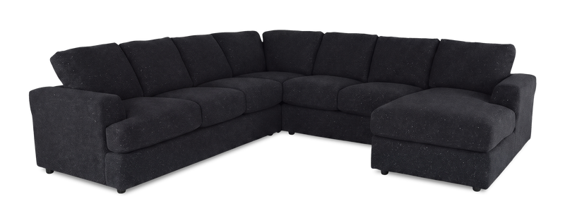 Sofa sectionnel de droite 4 pièces avec fauteuil long personnalisable Curve de Sofa Lab fabriqué au Canada en tissu - Teddy Raven