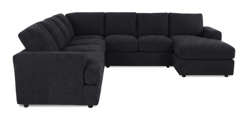 Sofa sectionnel de droite 4 pièces avec fauteuil long personnalisable Curve de Sofa Lab fabriqué au Canada en tissu - Teddy Raven