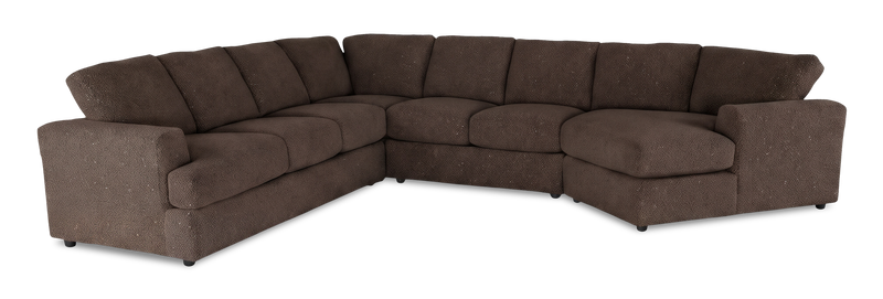 Sofa sectionnel de droite 4 pièces avec fauteuil enveloppant personnalisable Curve de Sofa Lab fabriqué au Canada en tissu - Teddy Walnut