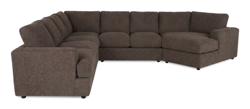 Sofa sectionnel de droite 4 pièces avec fauteuil enveloppant personnalisable Curve de Sofa Lab fabriqué au Canada en tissu - Teddy Walnut
