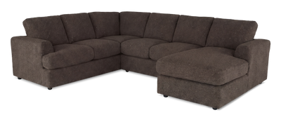 Made in Canada Customizable Sofa Lab Curve 3 Piece Right-Facing Fabric Sectional with Chaise – Teddy Walnut | Sofa sectionnel de droite 3 pièces avec fauteuil long personnalisable Curve de Sofa Lab fabriqué au Canada en tissu - Teddy Walnut