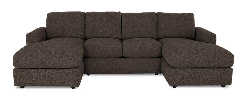 Sofa sectionnel avec deux fauteuils longs personnalisable Curve de Sofa Lab fabriqué au Canada en tissu - Teddy Walnut