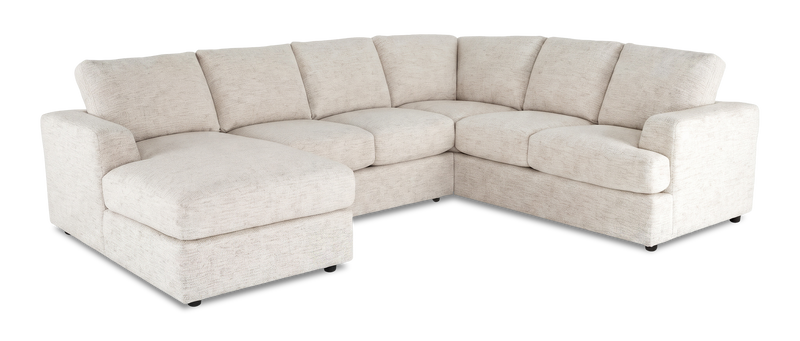 Sofa sectionnel de gauche 3 pièces avec fauteuil long personnalisable Curve de Sofa Lab fabriqué au Canada en tissu - Chenille White