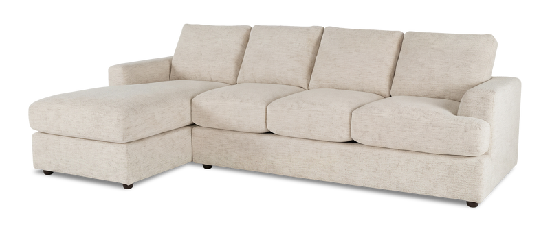 Sofa-lit sectionnel de gauche personnalisable Curve de Sofa Lab fabriqué au Canada en tissu - Chenille White