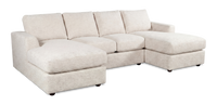 Sofa sectionnel avec deux fauteuils longs personnalisable Curve de Sofa Lab fabriqué au Canada en tissu - Chenille White