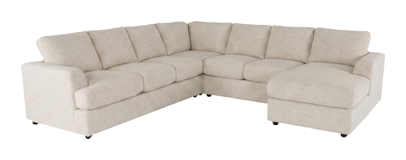 Sofa sectionnel de droite 4 pièces avec fauteuil long personnalisable Curve de Sofa Lab fabriqué au Canada en tissu - Chenille White