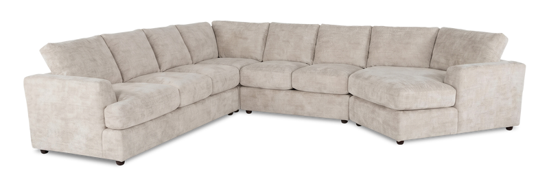 Sofa sectionnel de droite 4 pièces avec fauteuil enveloppant personnalisable Curve de Sofa Lab fabriqué au Canada en tissu - Plush Parchment