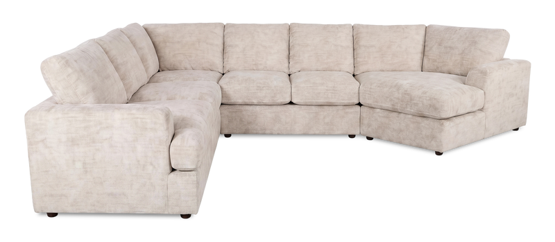 Sofa sectionnel de droite 4 pièces avec fauteuil enveloppant personnalisable Curve de Sofa Lab fabriqué au Canada en tissu - Plush Parchment