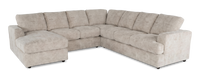 Sofa sectionnel de gauche 4 pièces avec fauteuil long personnalisable Curve de Sofa Lab fabriqué au Canada en tissu - Plush Parchment