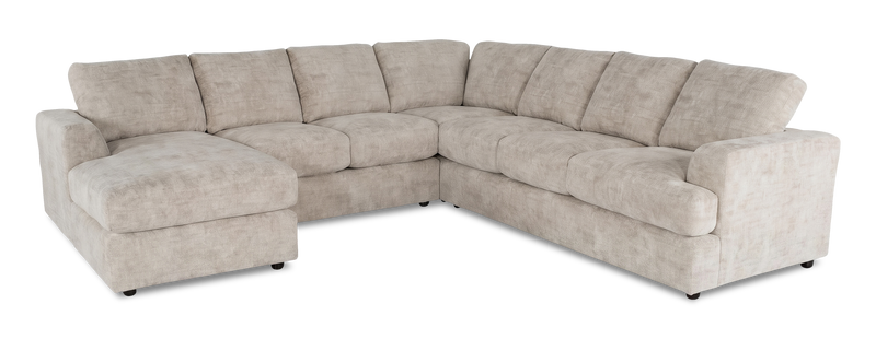 Sofa sectionnel de gauche 4 pièces avec fauteuil long personnalisable Curve de Sofa Lab fabriqué au Canada en tissu - Plush Oyster