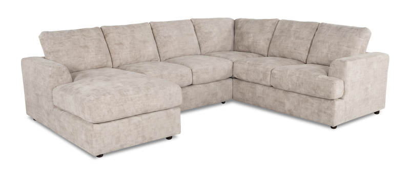 Sofa sectionnel de gauche 3 pièces avec fauteuil long personnalisable Curve de Sofa Lab fabriqué au Canada en tissu - Plush Parchment