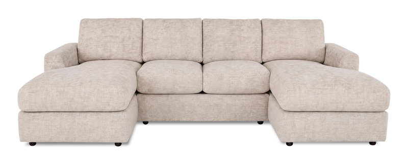 Sofa sectionnel avec deux fauteuils longs personnalisable Curve de Sofa Lab fabriqué au Canada en tissu - Plush Parchment