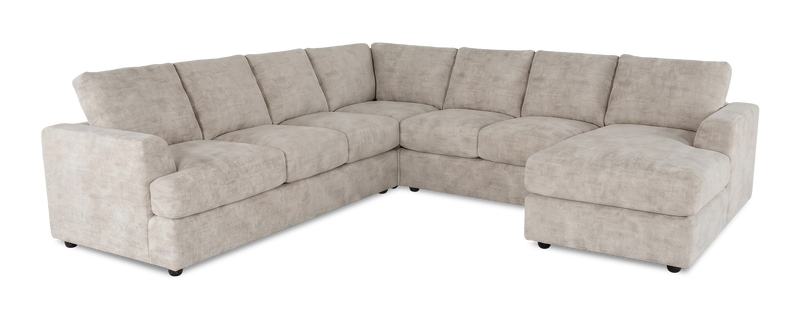 Sofa sectionnel de droite 4 pièces avec fauteuil long personnalisable Curve de Sofa Lab fabriqué au Canada en tissu - Plush Parchment