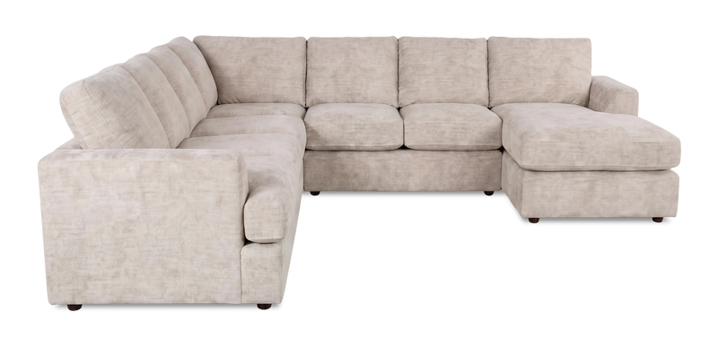 Sofa sectionnel de droite 4 pièces avec fauteuil long personnalisable Curve de Sofa Lab fabriqué au Canada en tissu - Plush Parchment