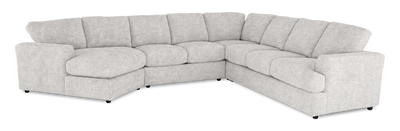 Made in Canada Customizable Sofa Lab Curve 4-Piece Left-Facing Sectional with Cuddler - Plush Oyster | Sofa sectionnel de gauche 4 pièces avec fauteuil enveloppant personnalisable Curve de Sofa Lab fabriqué au Canada en tissu - Plush Oyster