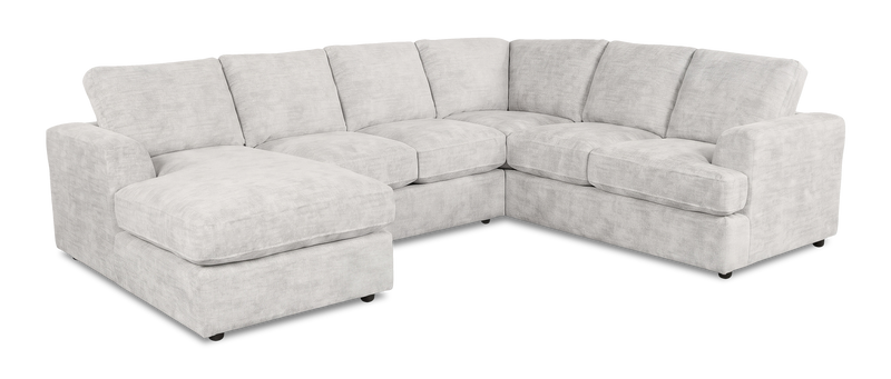 Sofa sectionnel de gauche 3 pièces avec fauteuil long personnalisable Curve de Sofa Lab fabriqué au Canada en tissu - Plush Oyster