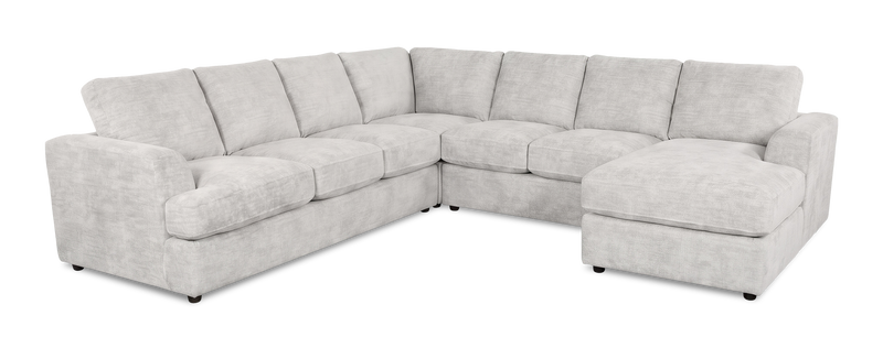 Sofa sectionnel de droite 4 pièces avec fauteuil long personnalisable Curve de Sofa Lab fabriqué au Canada en tissu - Plush Oyster