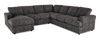 Sofa sectionnel de gauche 4 pièces avec fauteuil long personnalisable Curve de Sofa Lab fabriqué au Canada en tissu - Plush Charcoal 