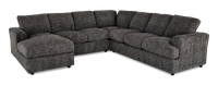 Sofa sectionnel de gauche 4 pièces avec fauteuil long personnalisable Curve de Sofa Lab fabriqué au Canada en tissu - Plush Charcoal