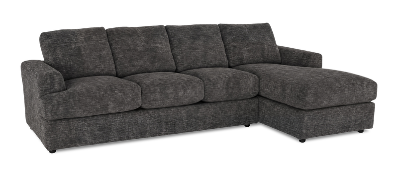 Sofa avec fauteuil long de droite personnalisable Curve de Sofa Lab fabriqué au Canada en tissu - Plush Charcoal