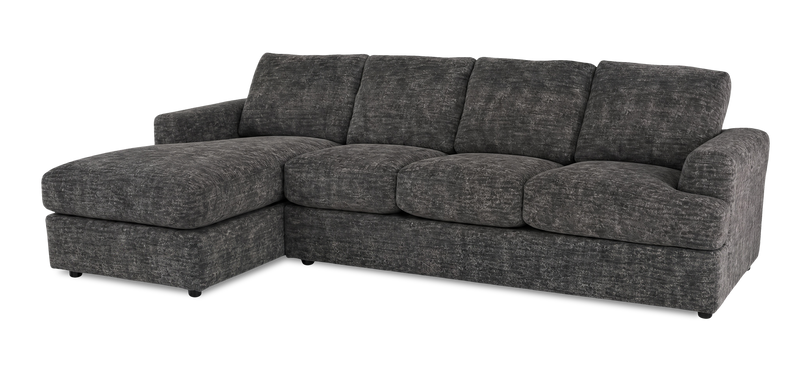 Sofa avec fauteuil long de gauche personnalisable Curve de Sofa Lab fabriqué au Canada en tissu - Plush Charcoal
