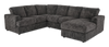 Sofa sectionnel de droite 3 pièces avec fauteuil long personnalisable Curve de Sofa Lab fabriqué au Canada en tissu - Plush Charcoal 