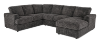  Sofa sectionnel de droite 3 pièces avec fauteuil long personnalisable Curve de Sofa Lab fabriqué au Canada en tissu - Plush Charcoal