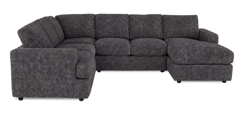 Sofa sectionnel de droite 3 pièces avec fauteuil long personnalisable Curve de Sofa Lab fabriqué au Canada en tissu - Plush Charcoal 