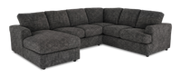 Sofa sectionnel de gauche 3 pièces avec fauteuil long personnalisable Curve de Sofa Lab fabriqué au Canada en tissu - Plush Charcoal