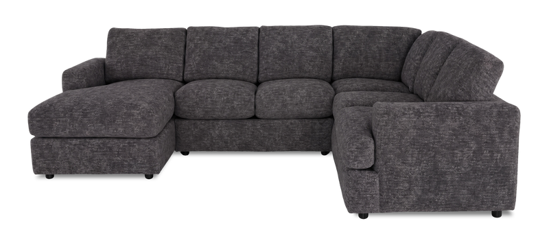 Sofa sectionnel de gauche 3 pièces avec fauteuil long personnalisable Curve de Sofa Lab fabriqué au Canada en tissu - Plush Charcoal 