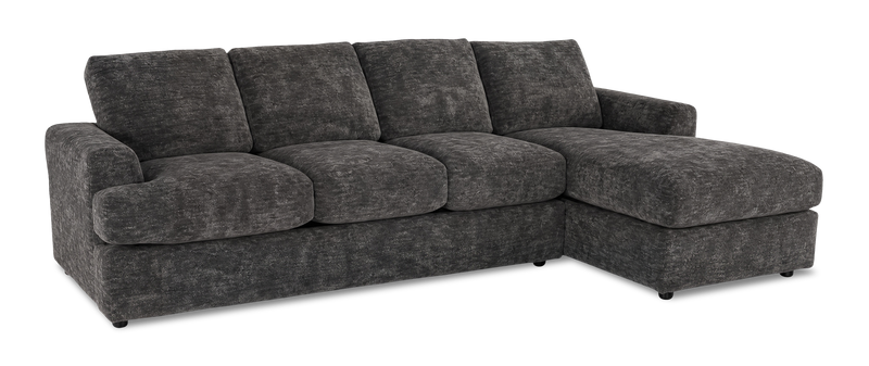 Sofa-lit sectionnel de droite personnalisable Curve de Sofa Lab fabriqué au Canada en tissu - Plush Charcoal 