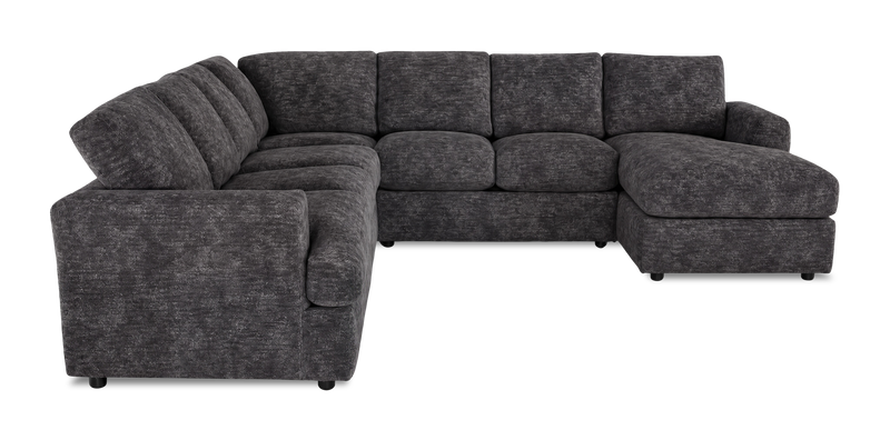 Sofa sectionnel de droite 4 pièces avec fauteuil long personnalisable Curve de Sofa Lab fabriqué au Canada en tissu - Plush Charcoal 