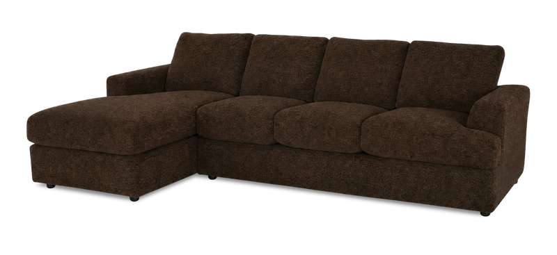 Sofa avec fauteuil long de gauche personnalisable Curve de Sofa Lab fabriqué au Canada en tissu - Plush Chocolate