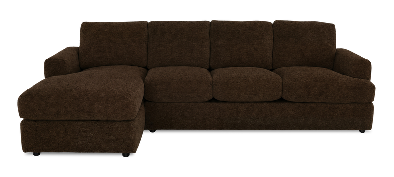 Sofa avec fauteuil long de gauche personnalisable Curve de Sofa Lab fabriqué au Canada en tissu - Plush Chocolate