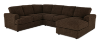  Sofa sectionnel de droite 3 pièces avec fauteuil long personnalisable Curve de Sofa Lab fabriqué au Canada en tissu - Plush Chocolate