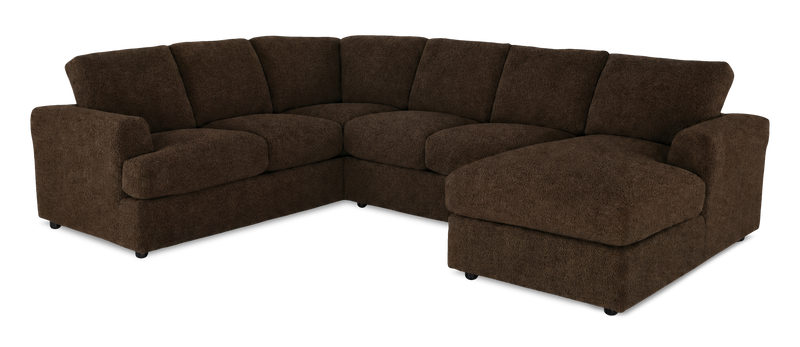 Sofa sectionnel de droite 3 pièces avec fauteuil long personnalisable Curve de Sofa Lab fabriqué au Canada en tissu - Plush Chocolate