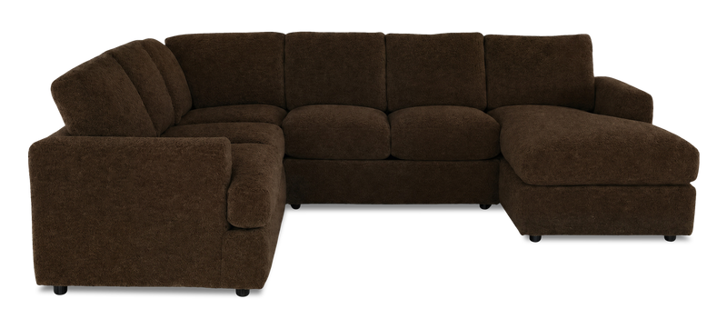 Sofa sectionnel de droite 3 pièces avec fauteuil long personnalisable Curve de Sofa Lab fabriqué au Canada en tissu - Plush Chocolate