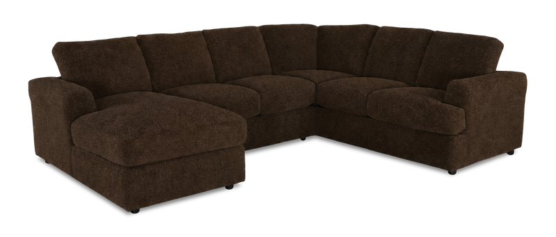 Sofa sectionnel de gauche 3 pièces avec fauteuil long personnalisable Curve de Sofa Lab fabriqué au Canada en tissu - Plush Chocolate