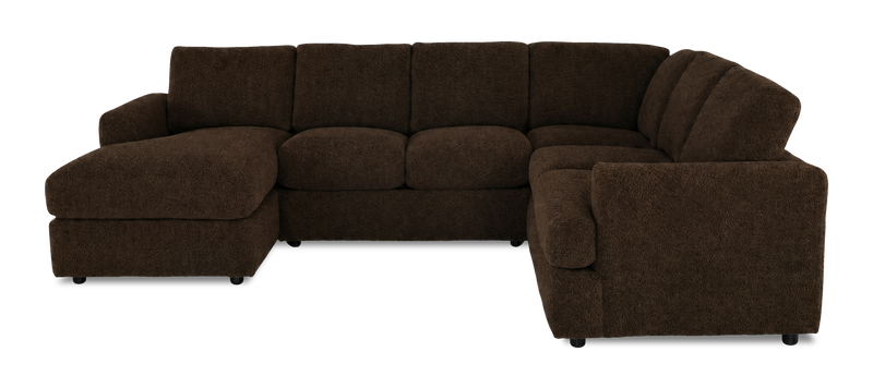 Sofa sectionnel de gauche 3 pièces avec fauteuil long personnalisable Curve de Sofa Lab fabriqué au Canada en tissu - Plush Chocolate