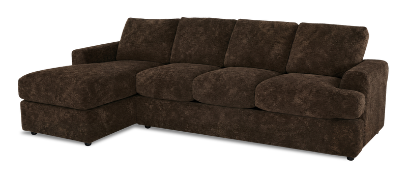 Sofa-lit sectionnel de gauche personnalisable Curve de Sofa Lab fabriqué au Canada en tissu - Plush Chocolate