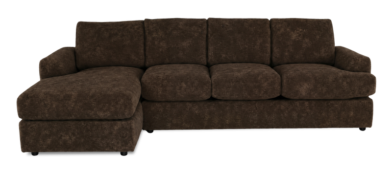 Sofa-lit sectionnel de gauche personnalisable Curve de Sofa Lab fabriqué au Canada en tissu - Plush Chocolate
