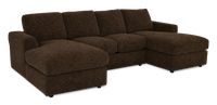 Sofa sectionnel avec deux fauteuils longs personnalisable Curve de Sofa Lab fabriqué au Canada en tissu - Plush Chocolate