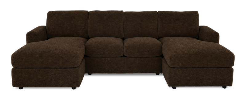 Sofa sectionnel avec deux fauteuils longs personnalisable Curve de Sofa Lab fabriqué au Canada en tissu - Plush Chocolate