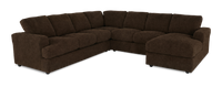  Sofa sectionnel de droite 4 pièces avec fauteuil long personnalisable Curve de Sofa Lab fabriqué au Canada en tissu - Plush Chocolate