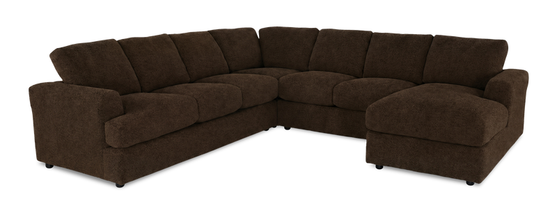 Sofa sectionnel de droite 4 pièces avec fauteuil long personnalisable Curve de Sofa Lab fabriqué au Canada en tissu - Plush Chocolate