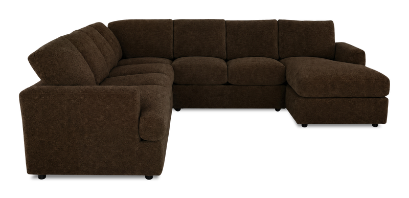 Sofa sectionnel de droite 4 pièces avec fauteuil long personnalisable Curve de Sofa Lab fabriqué au Canada en tissu - Plush Chocolate