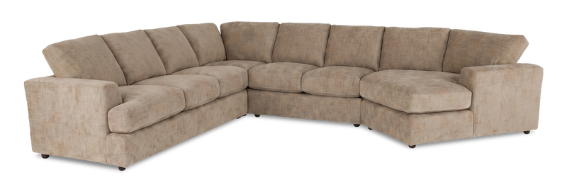 Sofa sectionnel de droite 4 pièces avec fauteuil enveloppant personnalisable Curve de Sofa Lab fabriqué au Canada en tissu - Chenille Praline